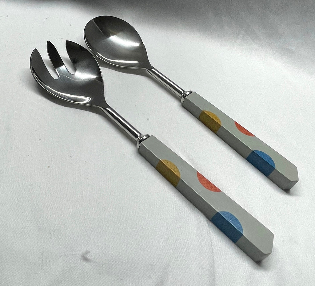 Private Label Set of 2 Serving Set Grey Handle