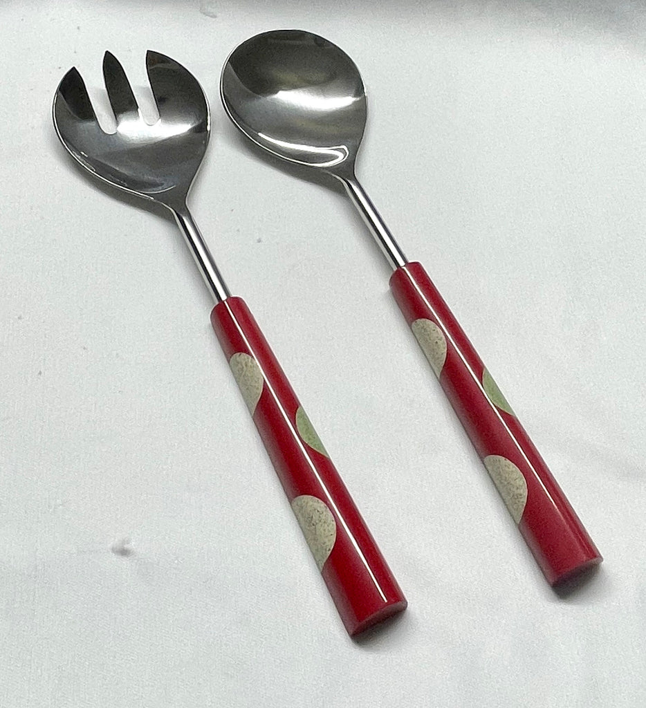 Private Label Set of 2 Serving Set Red Handle