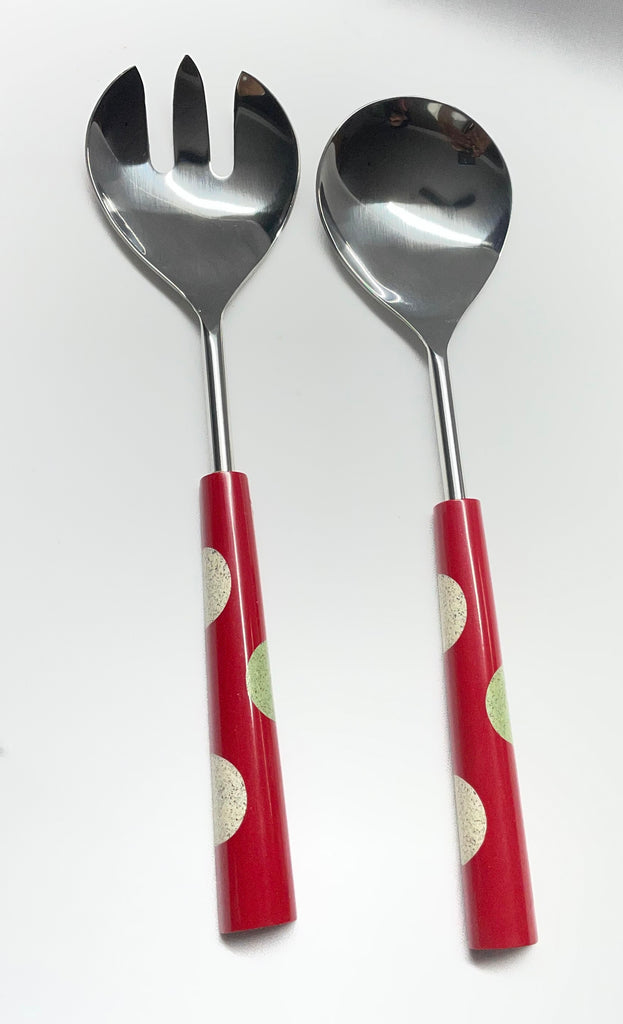 Private Label Set of 2 Serving Set Red Handle