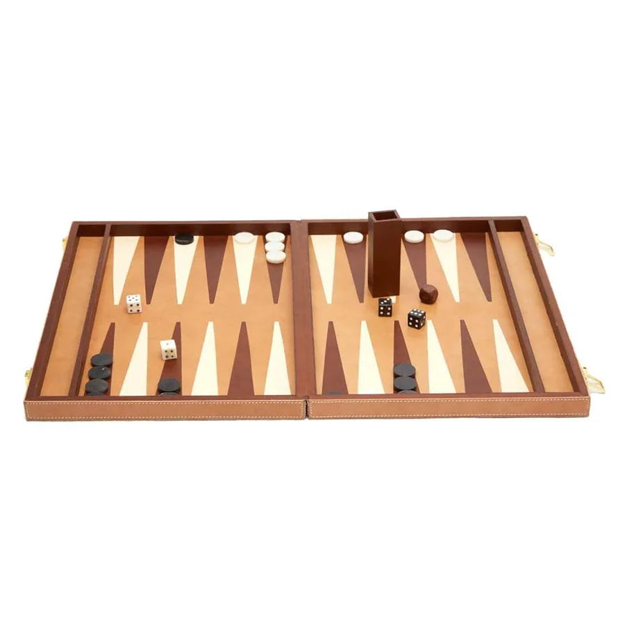 Pigeon and Poodle Grantham Backgammon Game Set - Beige/Aged Camel
