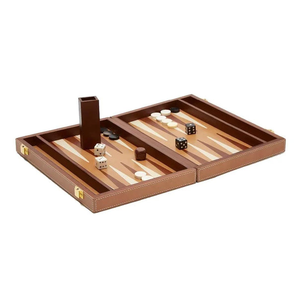 Pigeon and Poodle Grantham Backgammon Game Set - Beige/Aged Camel