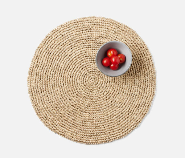 Blue Pheasant EMMY, Natural, Round Placemat, Crochet, Pack/4.