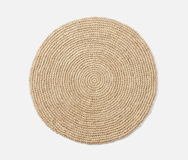 Blue Pheasant EMMY, Natural, Round Placemat, Crochet, Pack/4.