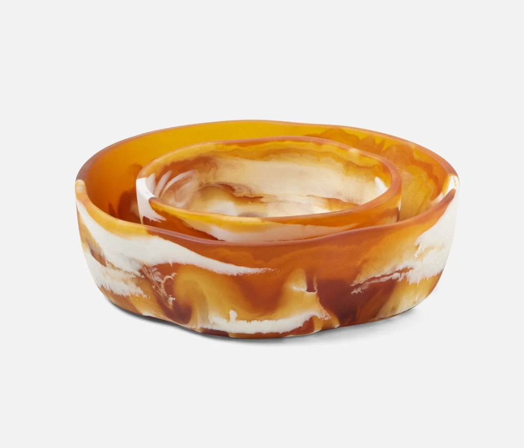 Blue Pheasant Beatrix Swirled Serving Bowls - Amber