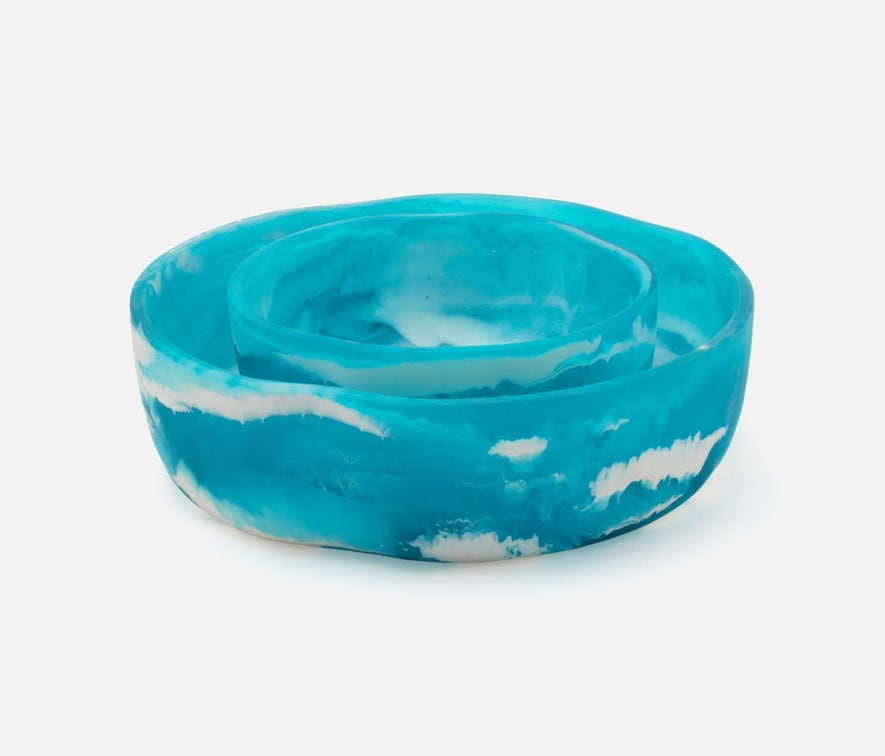 Blue Pheasant Beatrix Blue Swirled Serving Bowls - Aqua