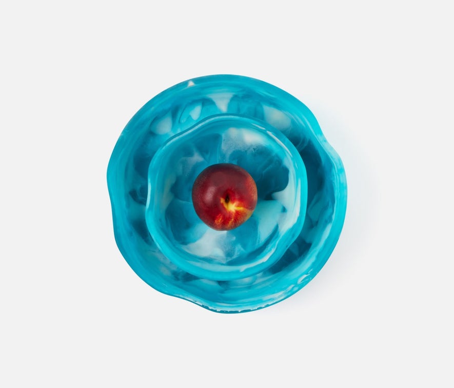 Blue Pheasant Beatrix Blue Swirled Serving Bowls - Aqua