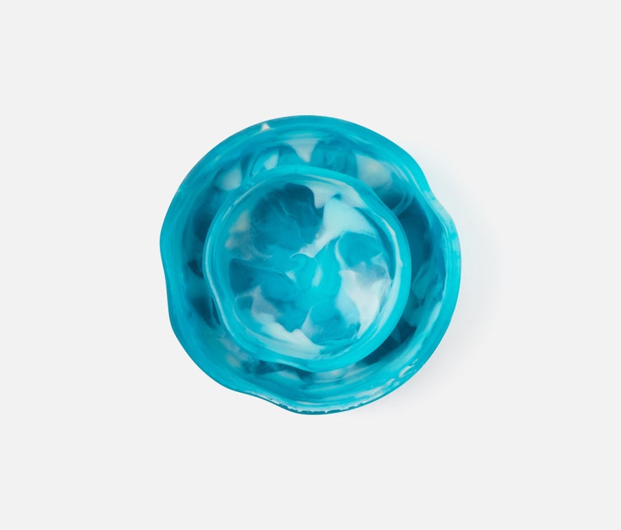 Blue Pheasant Beatrix Blue Swirled Serving Bowls - Aqua