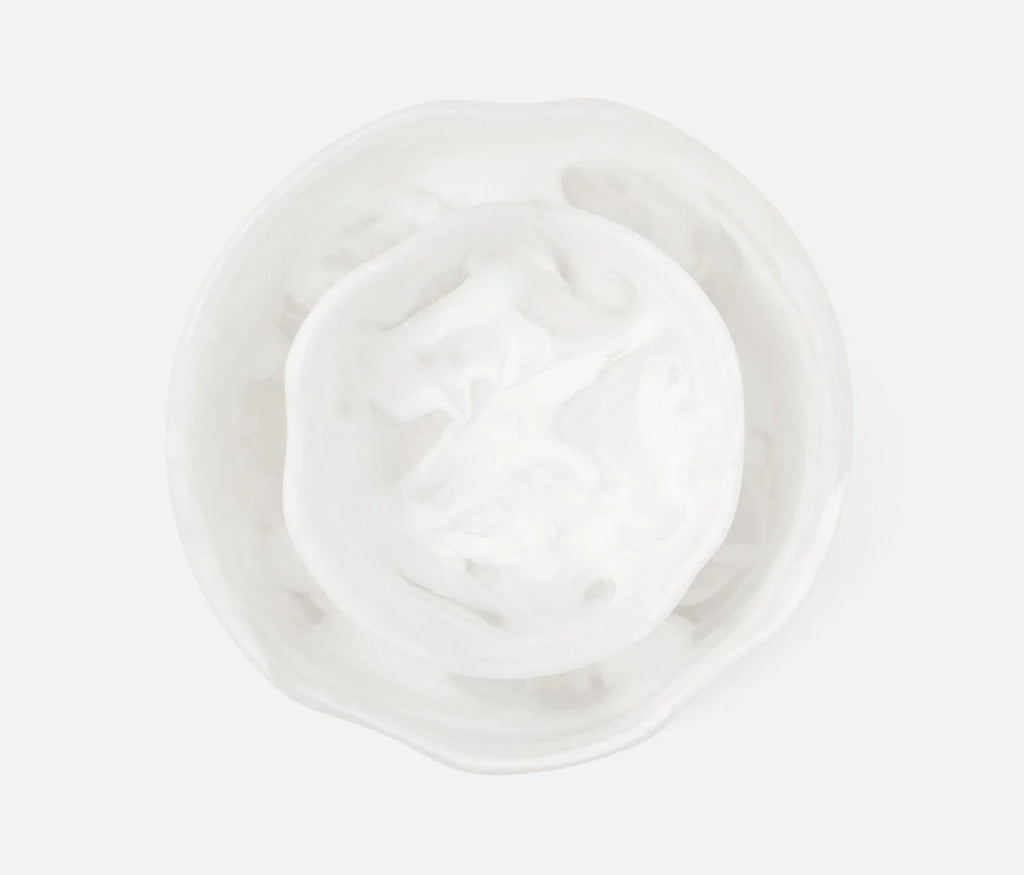 Blue Pheasant Beatrix White Swirled Serving Bowls - White