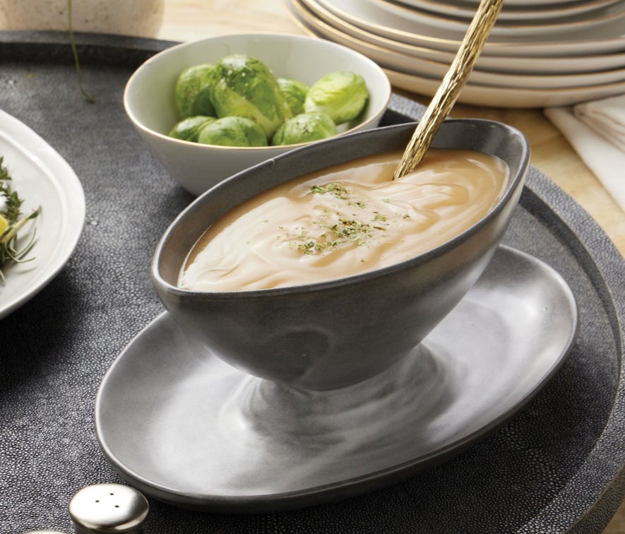 Blue Pheasant Gravy Dish with Plate - Cement Glaze