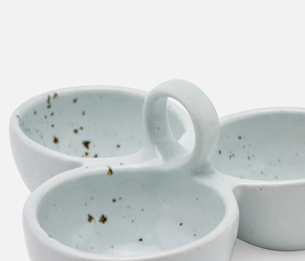 Blue Pheasant Desmond Triple Nut Dish - White Salt Glaze