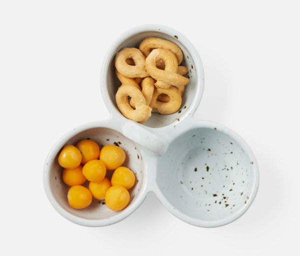 Blue Pheasant Desmond Triple Nut Dish - White Salt Glaze