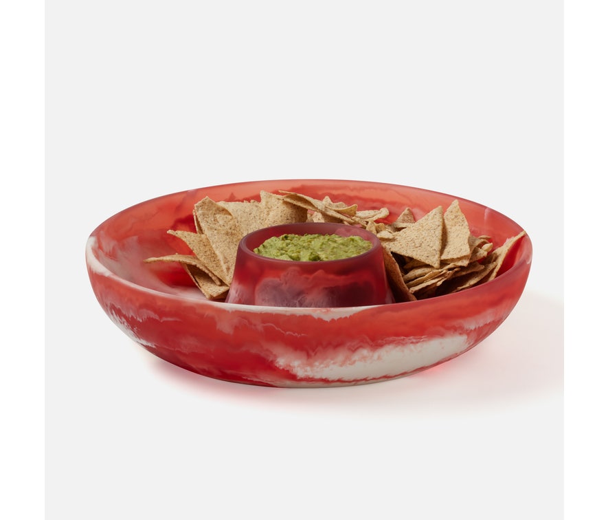 Blue Pheasant Hugo Swirled Resin Chip And Dip Bowl - Berry