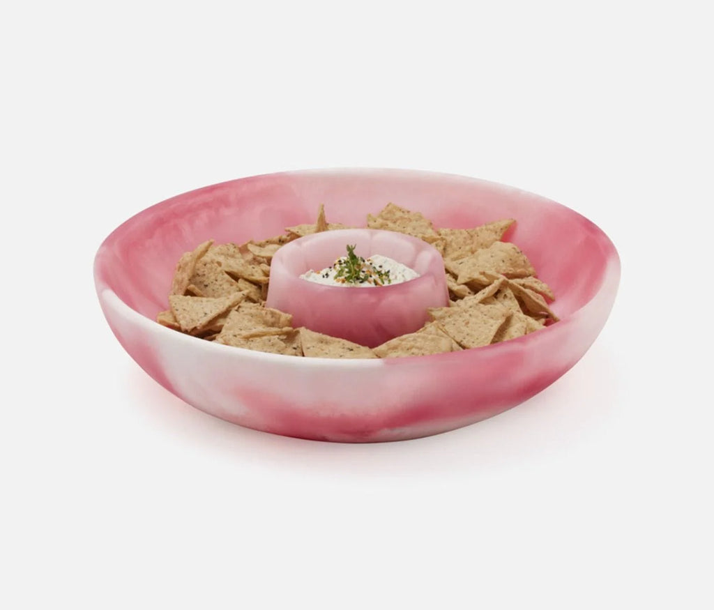 Blue Pheasant Hugo Swirled Resin Chip And Dip Bowl - Pink