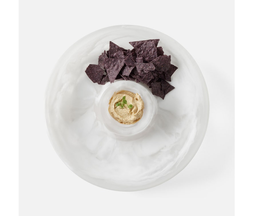 Blue Pheasant Hugo Swirled Resin Chip And Dip Bowl - White