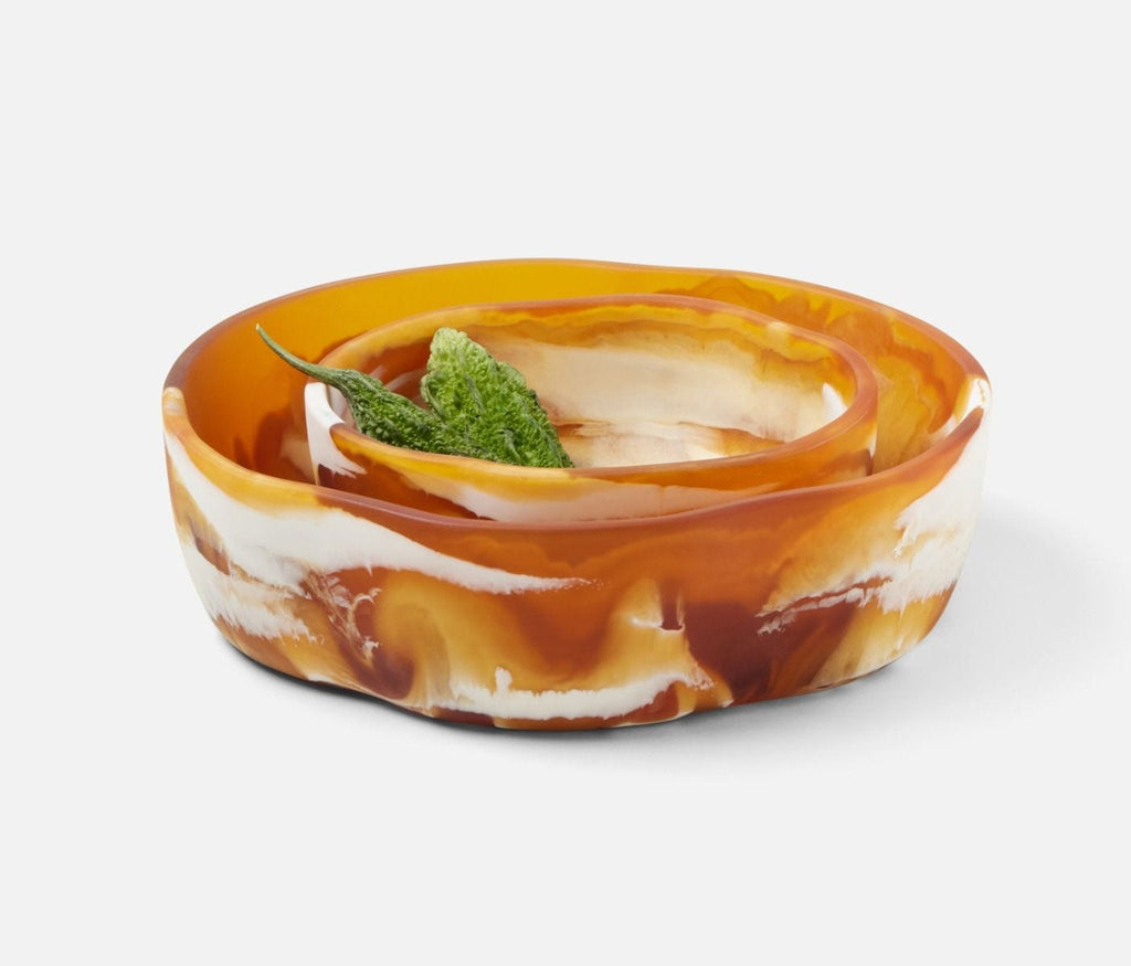 Blue Pheasant Beatrix Swirled Serving Bowls - Amber