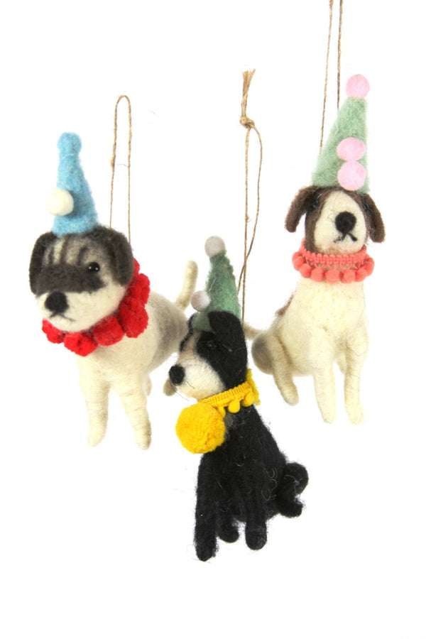 Cody Foster & Co Felt Party Dog Assorted Ornaments