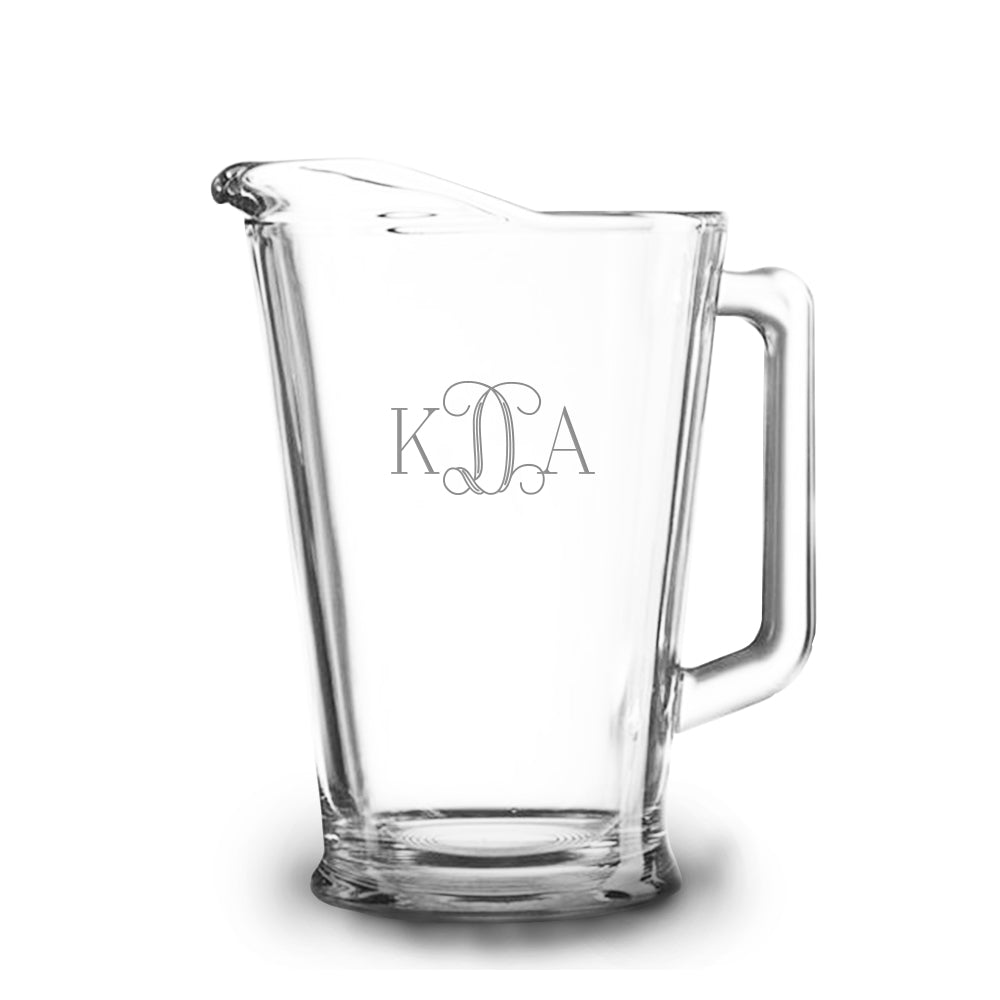 Vine Monogram 60 oz Etched Glass Pitcher