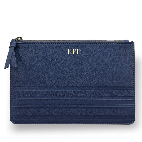 Navy Leather Clutch