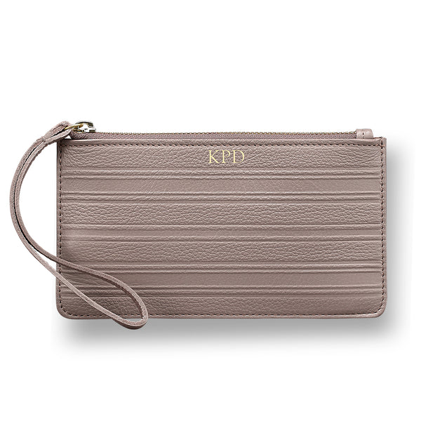 Taupe Leather Wristlet