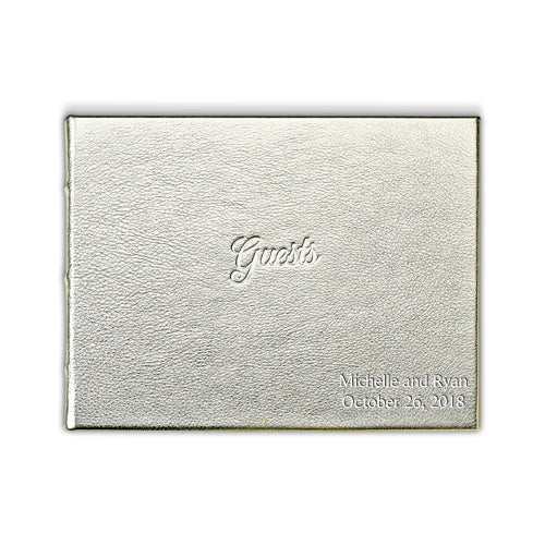 White Gold Leather Guest Book