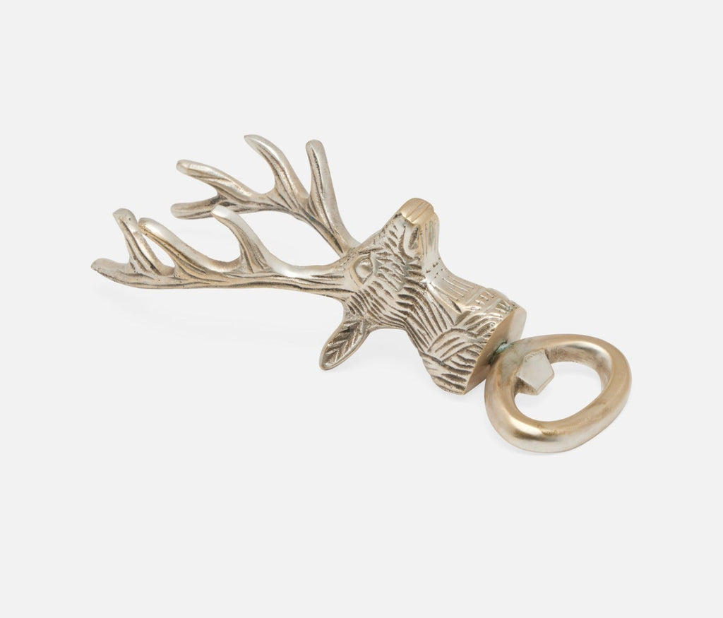 Blue Pheasant Theodore Tarnished Deer Head Bottle Opener - Silver