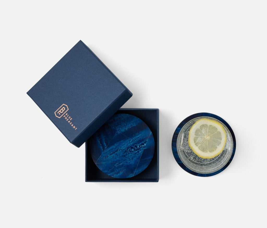 Blue Pheasant Vincent Blue Coaster Set