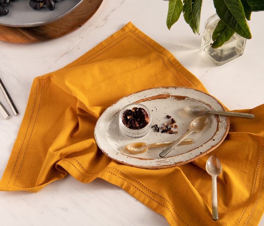 Blue Pheasant Betty Cocktail Napkin, Marigold, w/ Double Eyelet - Pack of 4