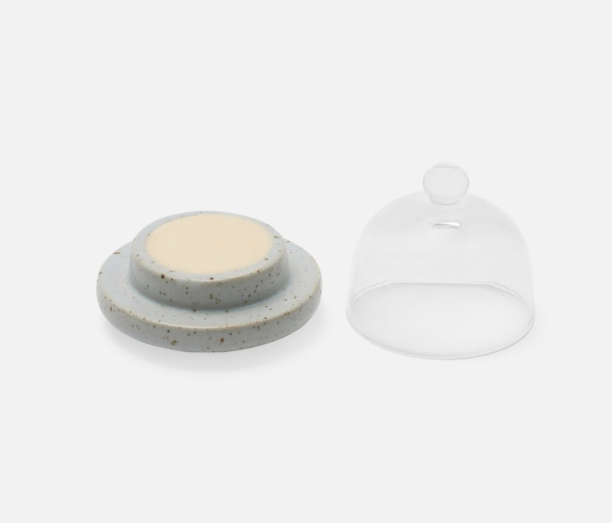 Blue Pheasant Marcus Round Butter Dish - White Salt Glaze