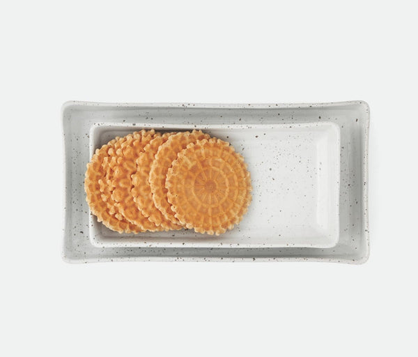 Blue Pheasant Reese White Salt Glaze Rectangular Nesting Trays - Set of 2