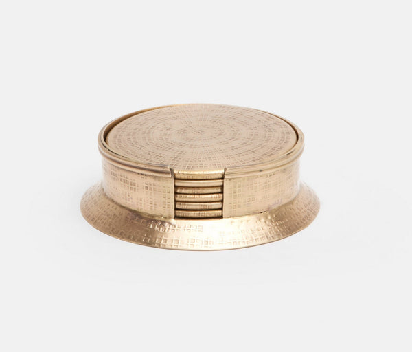 Blue Pheasant Winsford Antique Brass Coasters - Set of 6