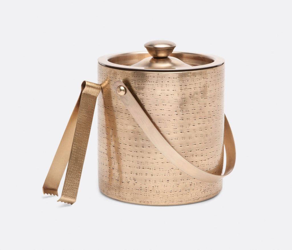 Blue Pheasant Winsford Antique Brass Ice Bucket w/ Tongs