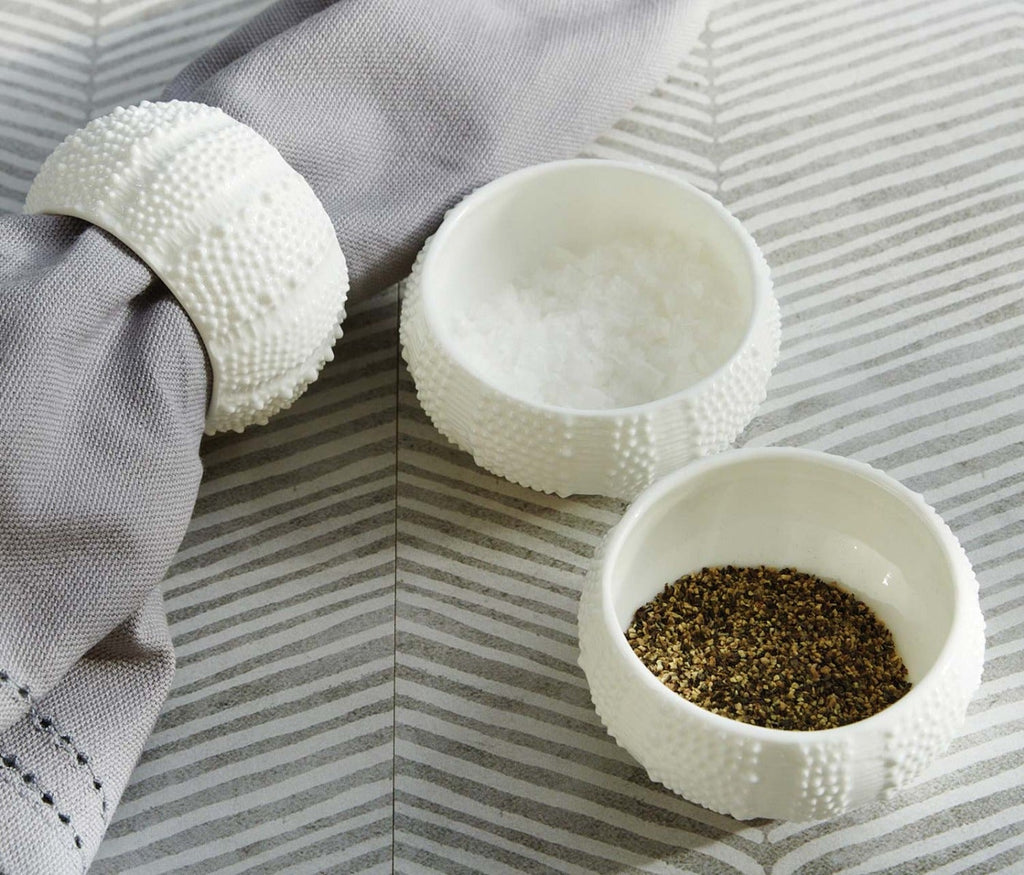 Blue Pheasant Marine Sea Urchin Pinch Bowls, Set of 2 - White