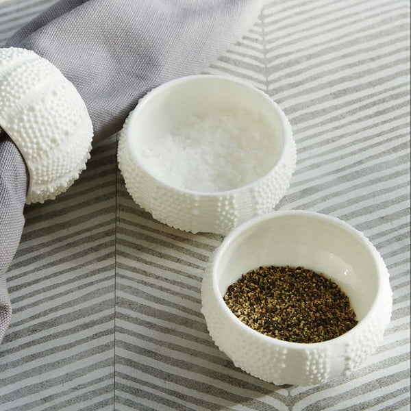 Blue Pheasant Marine Sea Urchin Pinch Bowls, Set of 2 - White