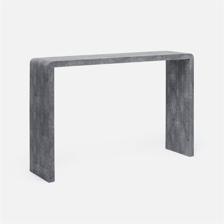 Made Goods Harlow Narrow Console - Cool Gray Realistic Faux Shagreen