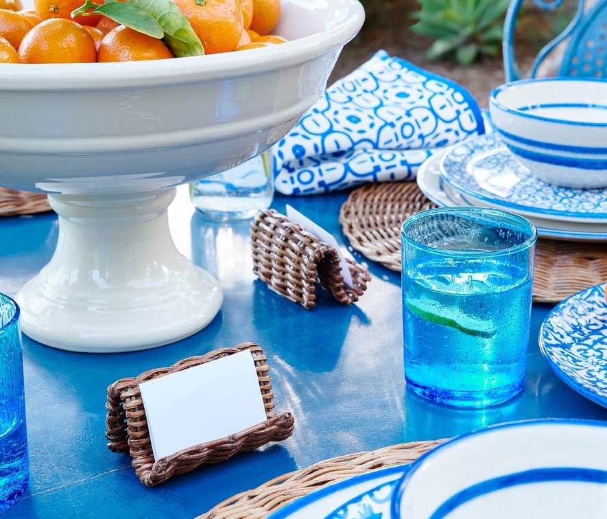 Blue Pheasant Gibson Honey Rattan Card Holder - Boxed Set of 4