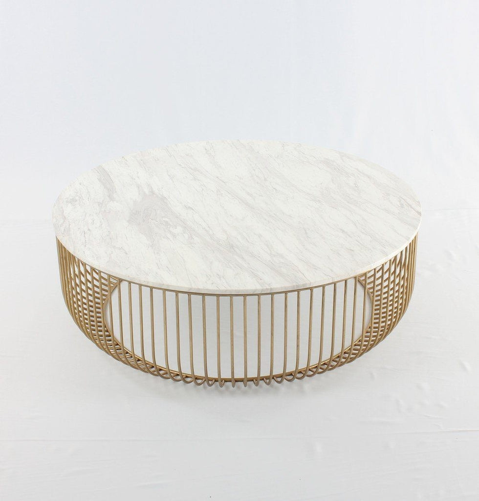 Mie Coffee Table - Carrara Marble Top & Gold Base