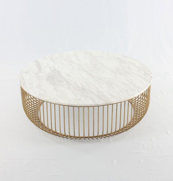 Mie Coffee Table - Carrara Marble Top & Gold Base