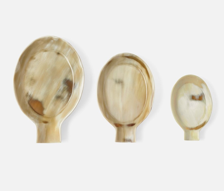 Blue Pheasant Lorant, Natural Horn, Spoon Rests - Set of 3